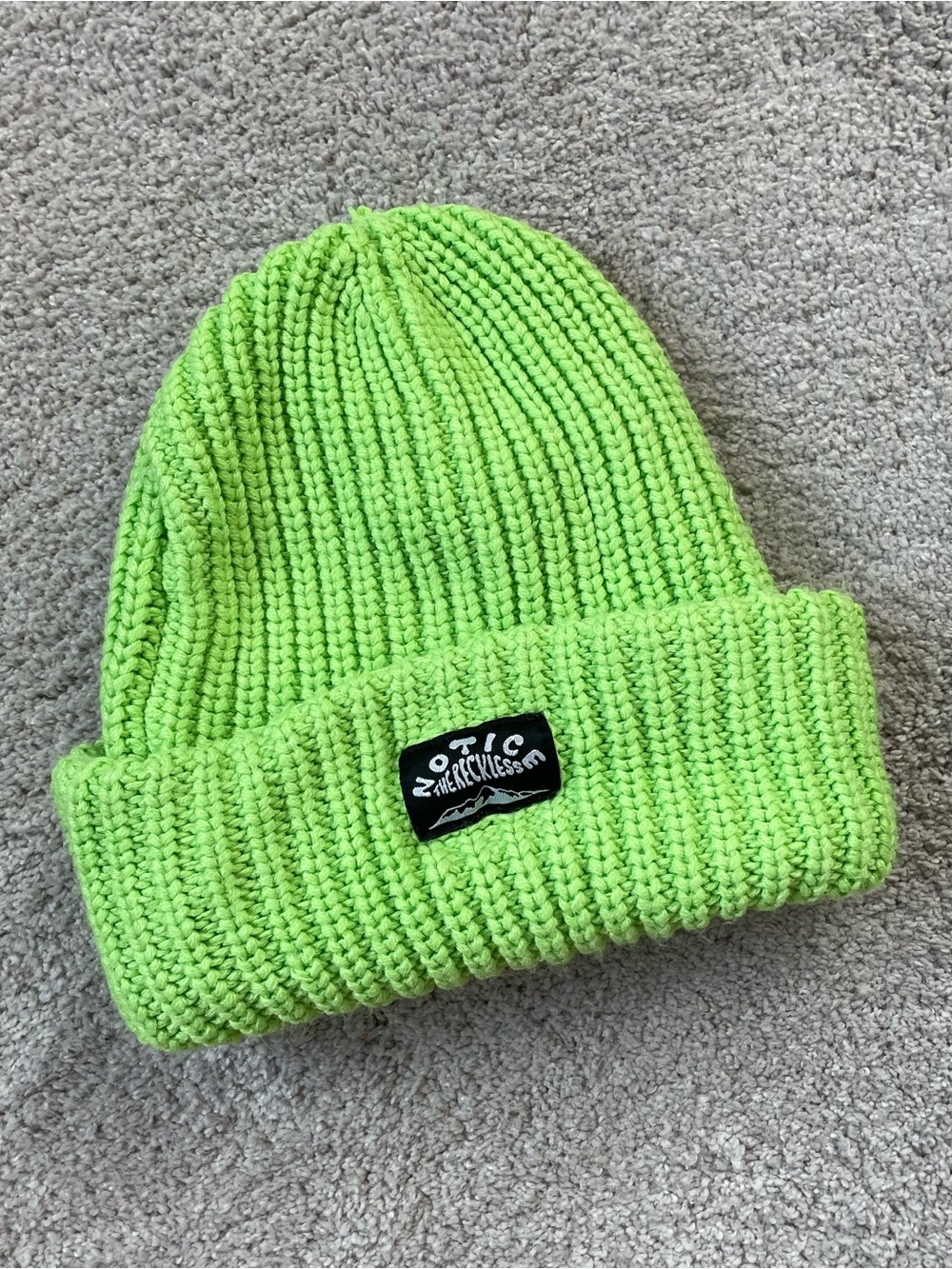 Notice The Reckless lime green beanie